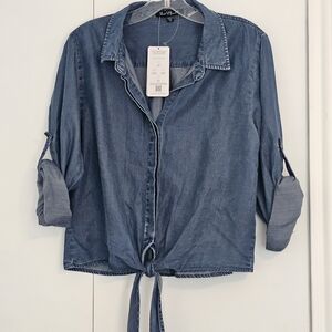 Velvet Heart Blue Denim Tie-Front Top